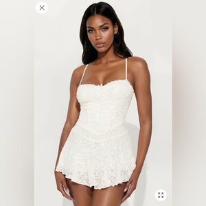 Laurie Lace Sequin Mini Dress - Ivory